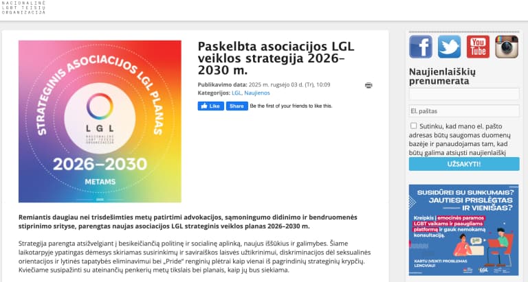 Jie nori sunaikinti normalią visuomenę! LGL (Lietuvos gėjų lyga) asociacijos strateginis planas 2026–2030 metams